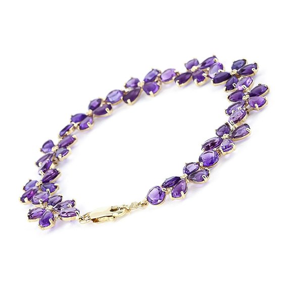 14K. SOLID GOLD BRACELETS WITH NATURAL AMETHYSTS - Picture 3 of 5